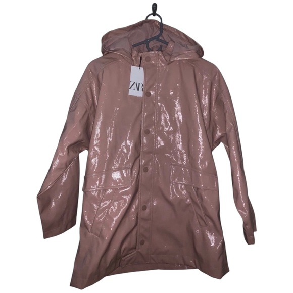 NWT ZARA Rubberized Raincoat - Picture 4 of 6